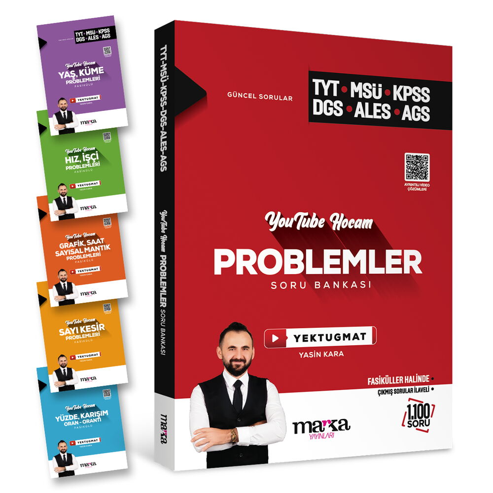 YKS TYT MSÜ KPSS DGS ALES MEB-AGS Problemler Youtube Hocam Soru Bankası Çözümlü Yasin Kara